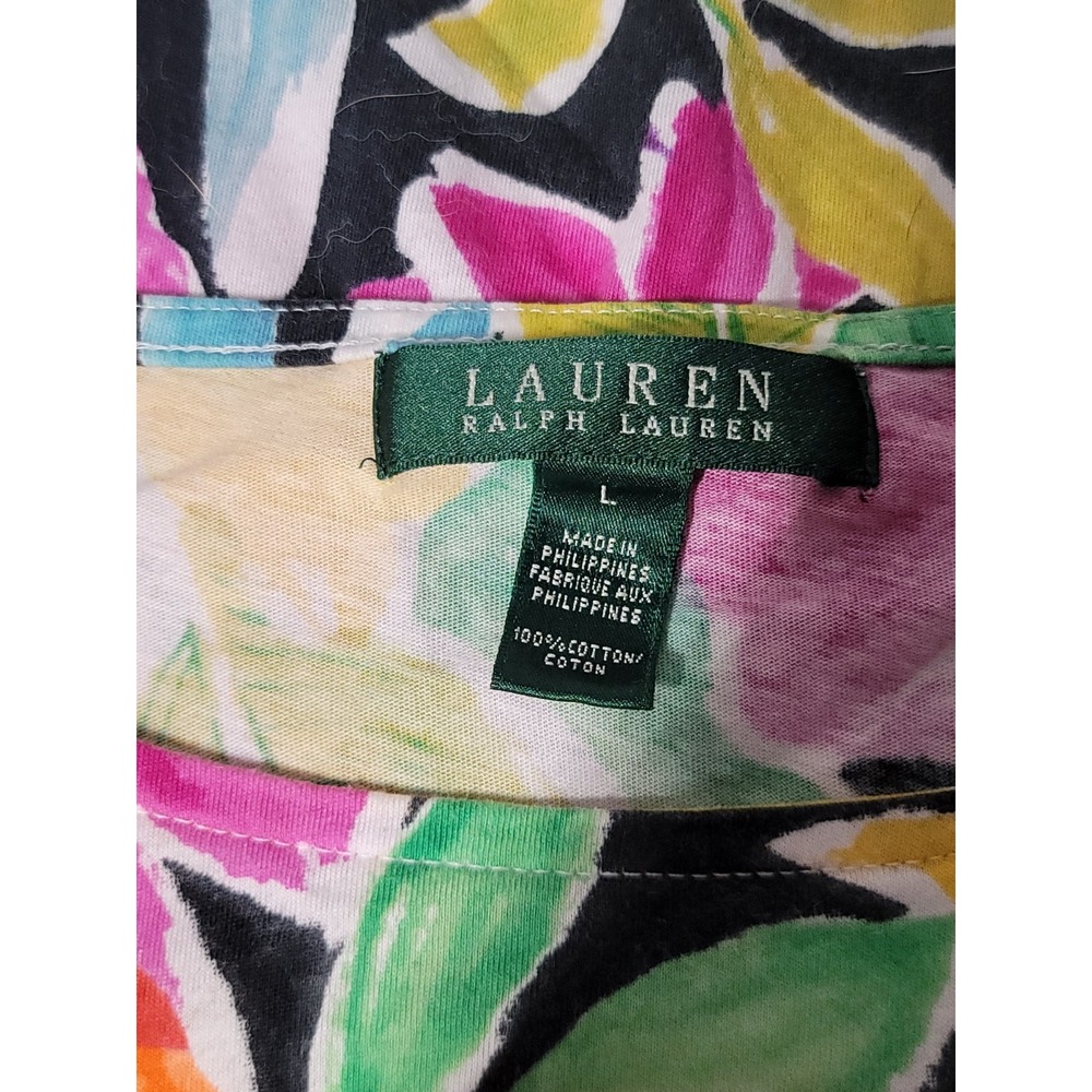 Lauren Ralph Lauren Womens Size Large Colorful Floral Top - Picture 3 of 6